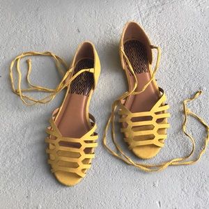 Qupid Yellow Wrap Sandals